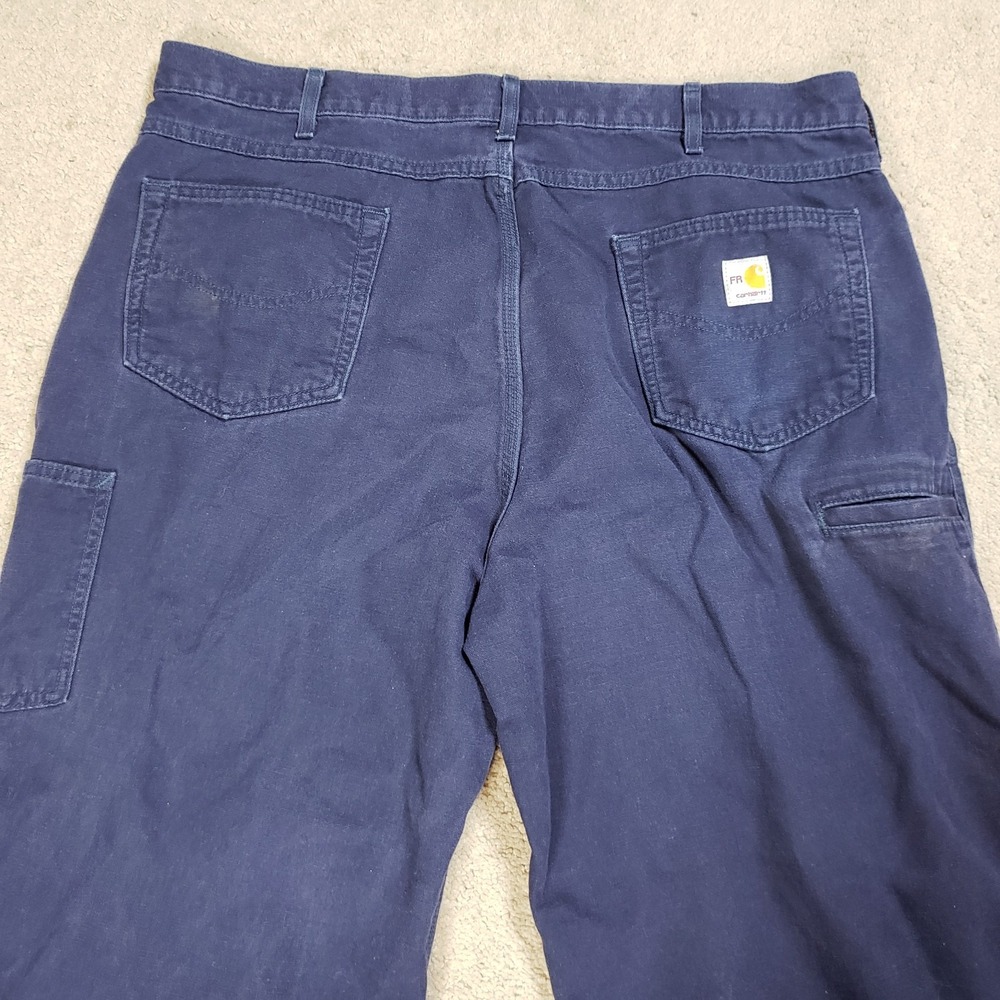 Carhartt FR Flame Resistant Loose Fit Canvas Work Pants Men 42x29 Navy Carpenter